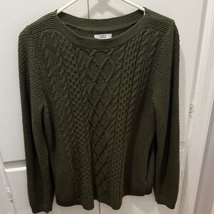 Croft and Barrow Forest Green Cable Knit Sweater